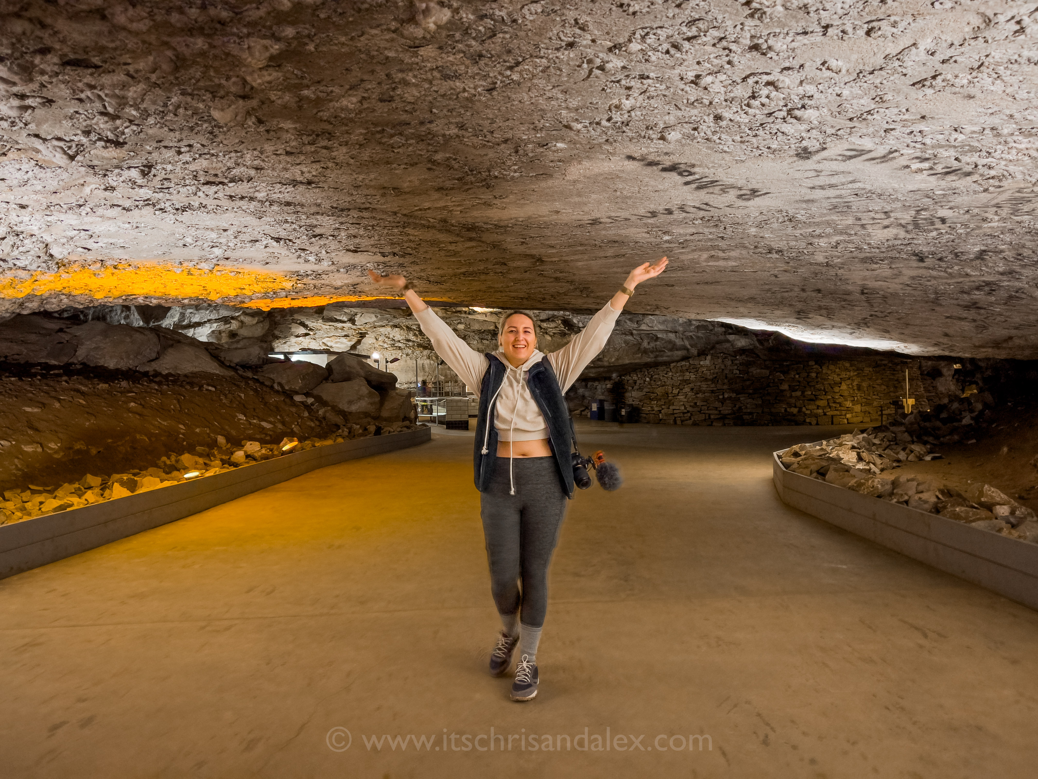 Chris standing in the Snowball Room of Cleaveland Avenue in Mammoth Cave National Park