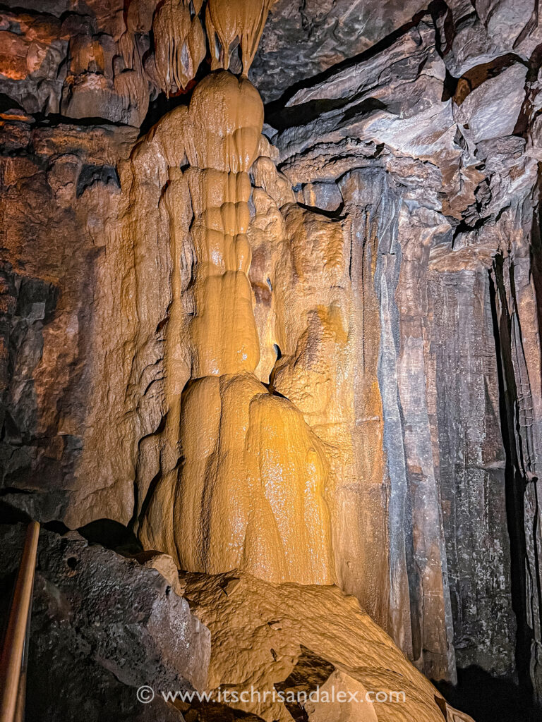 Butterscotch Falls flowstone in Mammoth Cave National Park, Kentucky