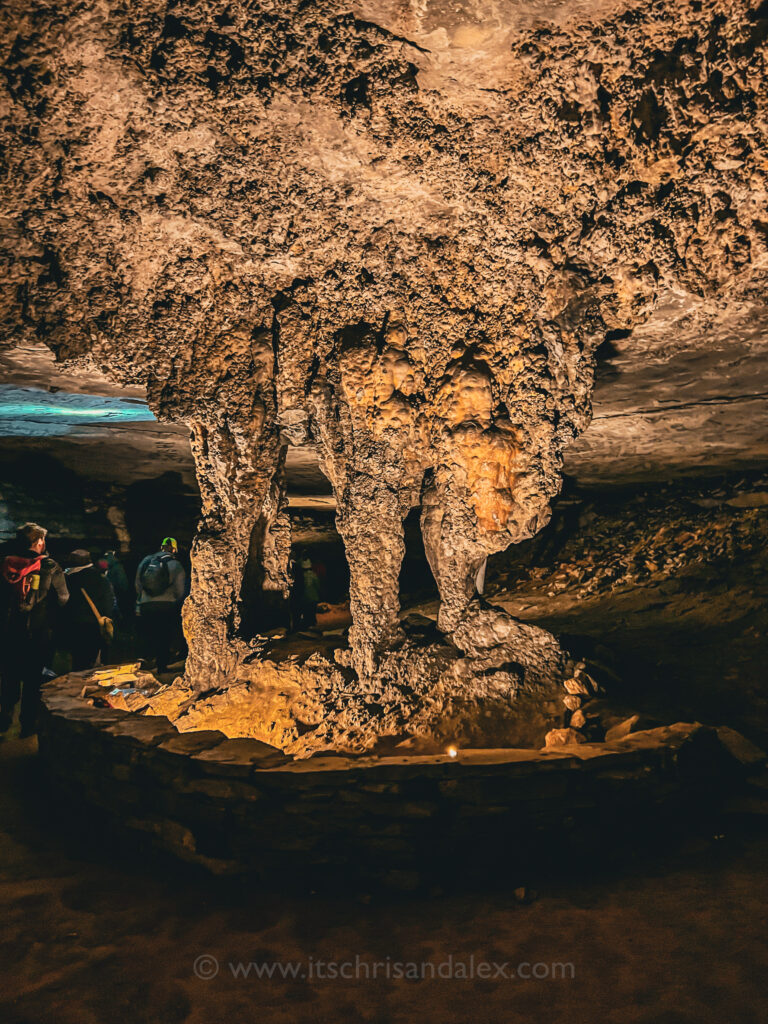 Bridal Altar stalactite formation in Gothic Avenue of Mammoth Cave National Park