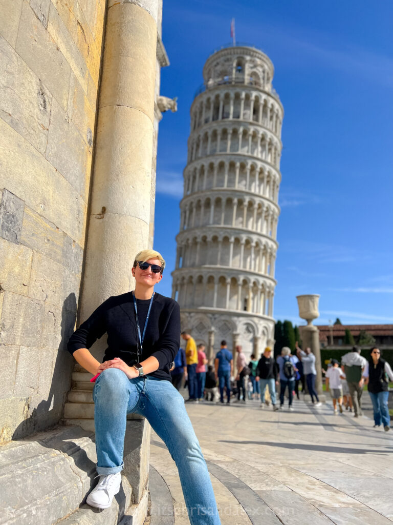 Alex in front of the Leaning Tower of Pisa