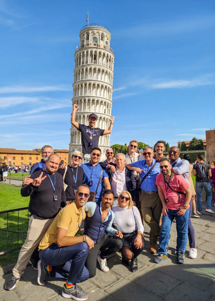 Group photo of the press and media on the Visit Tuscany press trip in Pisa, Italy