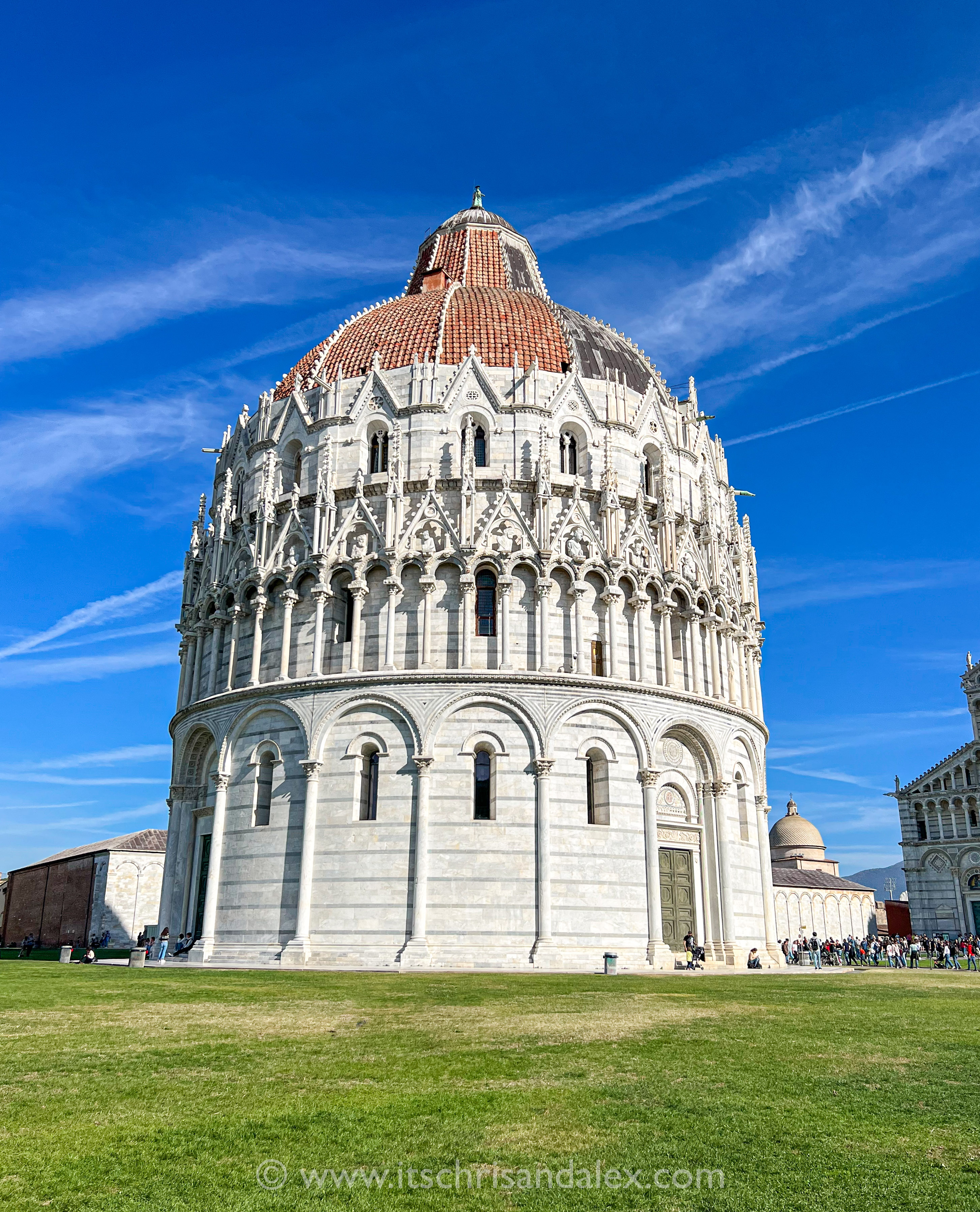 the Baptistery at the Square of Miracles in Pisa, Italy